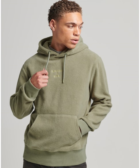 M2012034A | Losvallende hoodie van fleece met logo en grafische print