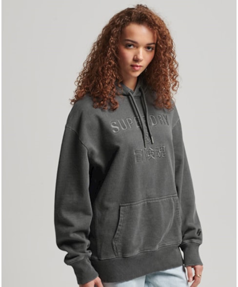 W2011402A | Garment-dye Code Logo hoodie met oversized pasvorm